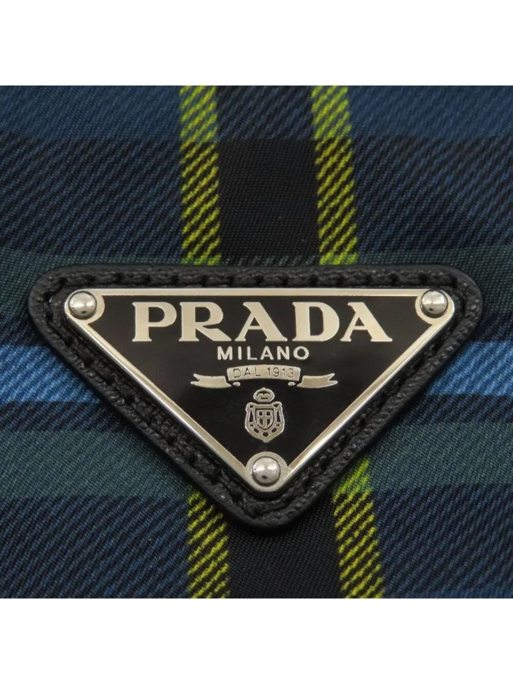 Prada Plaid 2-Way Tote Bag Nylon
